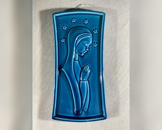 Maria Mary Madonna muur decoratie Keramiek Turquoise (0115)