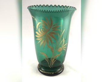 Impression vintage vaasje met gouden groen glazen (141)