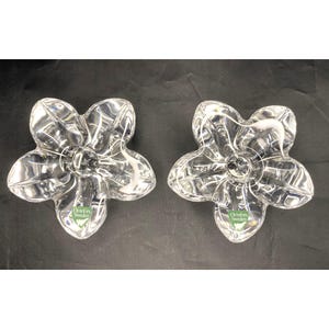 ORREFORS Crystal Kristal Kandelaars Bloemen Glazen kaarshouders Suécia 2 x (712)