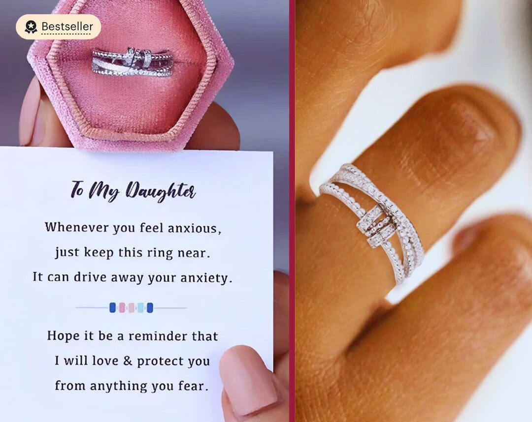 To My Daughter Anxiety Ring Matching Stress Rings Adjustable Etsy