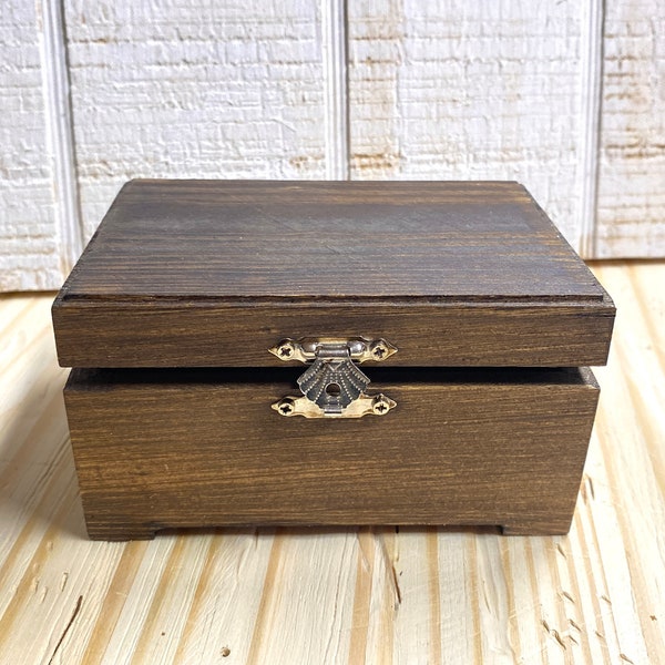 Memory box stained dark walnut pine memory wood box memorial wooden box memory keeper for mom memorial gift keep sake gift box for her gift