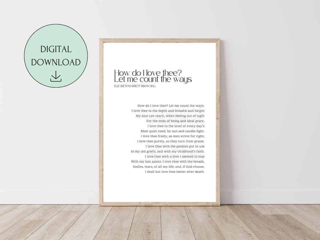 How Do I Love Thee Poem Elizabeth Barrett Browning Poetry Etsy