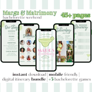Bachelorette Weekend Itinerary: Margs & Matrimony, Editable Canva Template (Digital Download)
