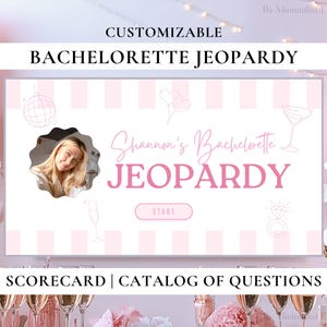 Retro Bachelorette Party Jeopardy Game I Editable Canva Presentation | Bachelorette Trivia Game | Margs & Matrimony | Pretty in Pink, Bikini
