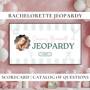 Retro Bachelorette Party Jeopardy Game I Editable Canva Presentation | Bachelorette Trivia Game | Margs & Matrimony | Bikinis and Martinis