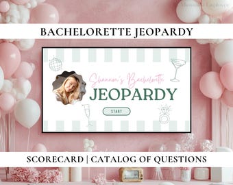 Retro Bachelorette Party Jeopardy Game I Editable Canva Presentation | Bachelorette Trivia Game | Margs & Matrimony | Bikinis and Martinis