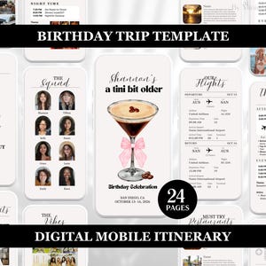 Birthday Trip Itinerary: 24 Page Mobile Travel Planner (Digital)