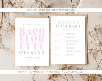 Minimalist Bachelorette Itinerary Template: Editable Hen Party Invitation (Digital Download)
