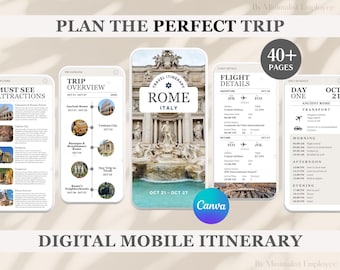 Modello di itinerario di viaggio in Italia: pianificatore di viaggio a Roma (download digitale)