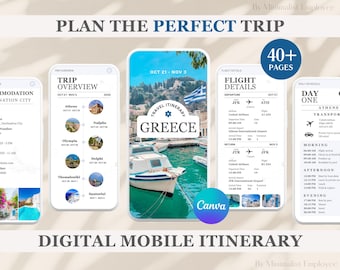 Customizable Greece Travel Itinerary Template: Mobile Trip Planner (Digital)