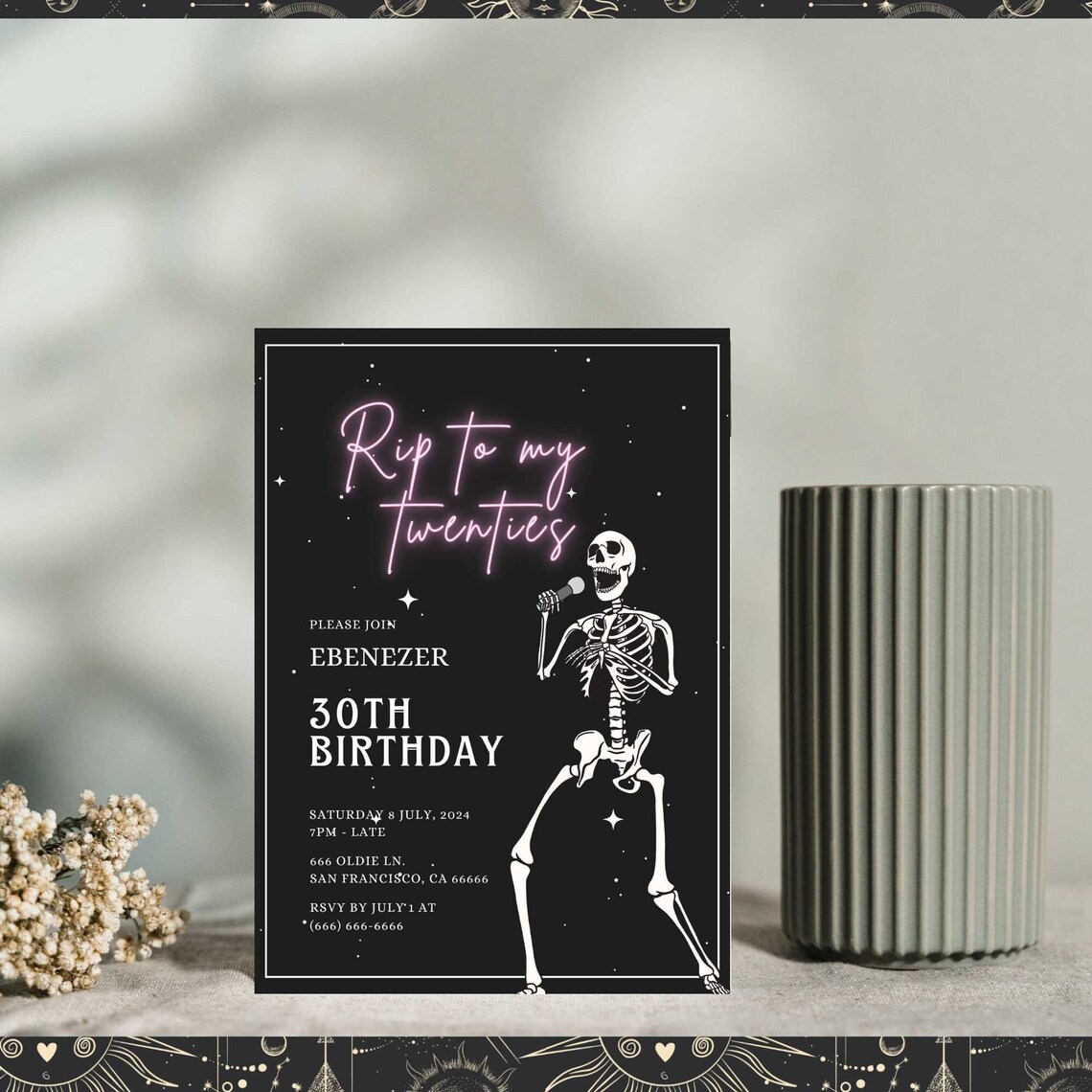 Death to My 20s Party Invitation 30th Birthday, Editable Canva