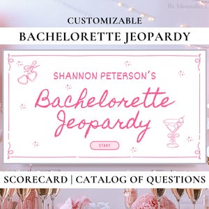 Retro Bachelorette Party Jeopardy Game I Editable Canva Presentation | Bachelorette Trivia Game, Bridal Party Games, Hen Party Games