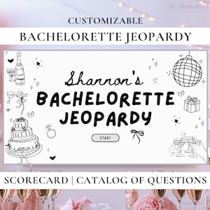 Plantilla editable de Canva para el juego Jeopardy de la despedida de soltera: Noche de trivia (descarga digital)