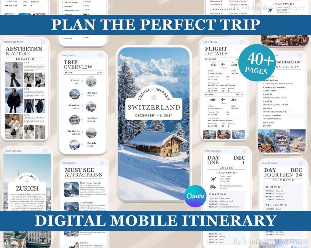 Mobile Travel Itinerary Template: Customizable Trip Planner (digital ...