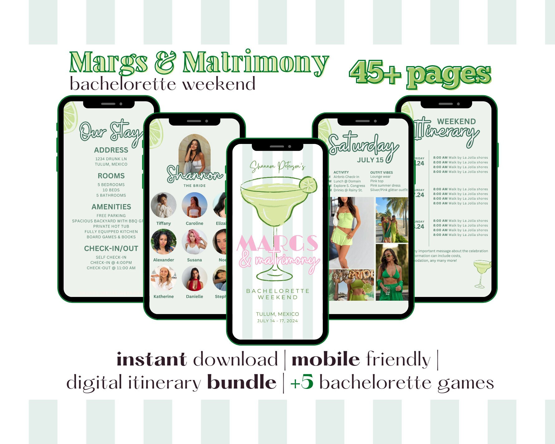 Bachelorette Weekend Itinerary: Margs & Matrimony, Editable Canva ...