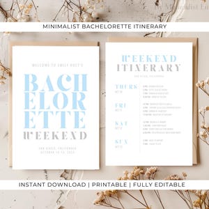 Minimalist Bachelorette Weekend Itinerary | Hen Party Invitation | Editable and Printable Canva Template | Mobile Friendly Bachelorette