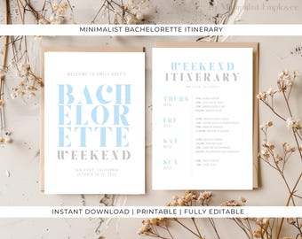 Minimalist Bachelorette Itinerary: Editable Canva Template (Digital Download)