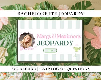 Margs and Matrimony Bachelorette Party Jeopardy Game | Editable Canva Template Trivia Game | Bridal Shower Party Games for Bride-to-Be