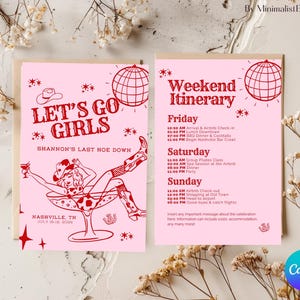 Last Rodeo Bachelorette Itinerary, Canva Template, Digital Download, Nashville Weekend Planner, Mobile Friendly Printable, Disco Cowgirl