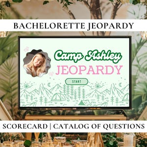 Customizable Jeopardy Party Game for Bachelorette | Camp Bachelorette Trivia | Editable Canva Game for Bridal Shower Fun | Digital Download