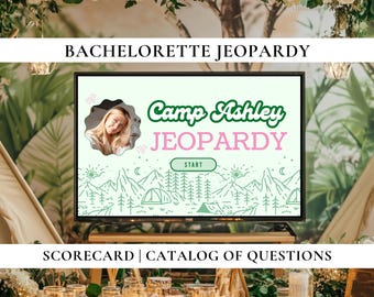 Customizable Jeopardy Party Game for Bachelorette | Camp Bachelorette Trivia | Editable Canva Game for Bridal Shower Fun | Digital Download