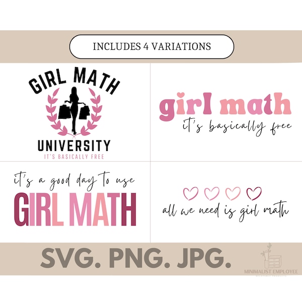 Girl Math SVG png - Tiktok Trending svg | Girl Math University Shirt Mug Design SVG | Cricut Friendly | Minimalist Funny Cute svg