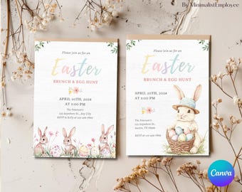 Editable Easter Brunch Invitation: Bunny Egg Hunt Party (Digital Download)