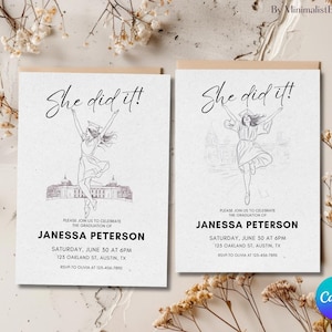 Plantilla de Canva para anuncio de invitación de graduación/tarjeta de invitación minimalista, invitación de graduación, universidad, escuela secundaria, universidad, último año de secundaria