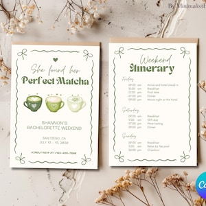 Perfect Matcha Invitation | Editable Printable Canva Template | Bachelorette Weekend, Bridal Shower, Matcha Card, Matcha Party, Matcha Event