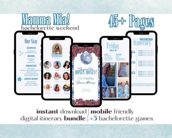Mamma Mia Bachelorette Weekend Itinerary: Retro Disco, Editable Canva Template (Digital Download)