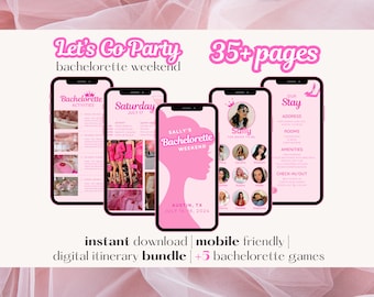 Pink Bachelorette Weekend Itinerary: Canva Template (Digital Download)