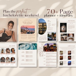 70+ Page Bachelorette Weekend Planner Template | Editable Canva Template | Weekend Itinerary, Outfit Planner, Themes, Packing Lists + More