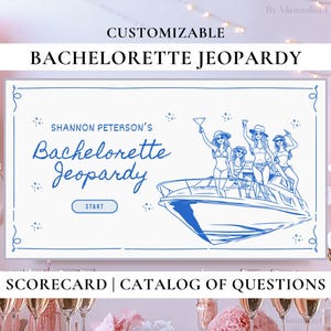 Coastal Bachelorette Party Jeopardy Game I Editable Canva Presentation | Bachelorette Trivia Game, Bridal Party Games, Hen Party Games