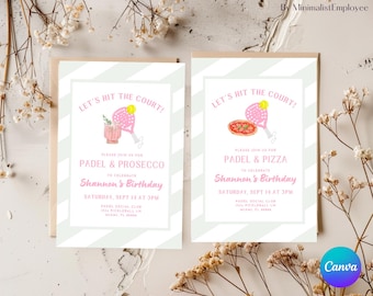 Padel & Pizza Birthday Invitation: Editable Canva Template (Digital Download)