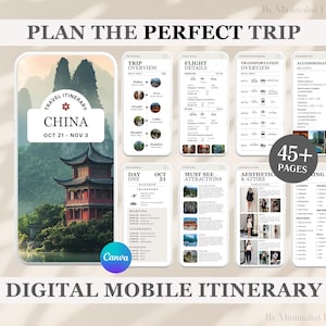 以下が含まれることがあります： 中国への旅行のためのデジタルモバイル旅程。旅程には、旅行の概要、フライトの詳細、交通機関の概要、宿泊施設のリスト、必見の観光スポット、美的および服装のヒント、およびパッキングリストが含まれています。旅程は、旅行者が中国への完璧な旅行を計画するのに役立つように設計されています。旅程は45ページ以上です。