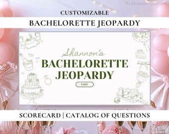 Bachelorette Jeopardy Game: Editable Bridal Shower Fun (Canva Template)