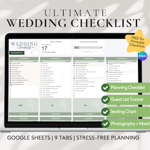 Ultimative Hochzeits-Checkliste | Digitale Hochzeitsplaner Checkliste | Hochzeits-Checkliste Google Sheets | Hochzeits-Gästeliste