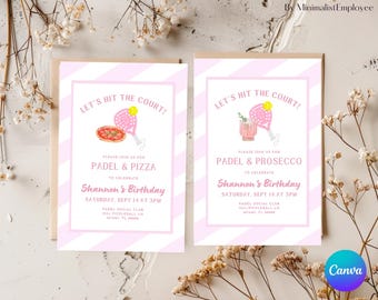 Padel & Prosecco Birthday Invitation: Editable Canva Template (Digital Download)