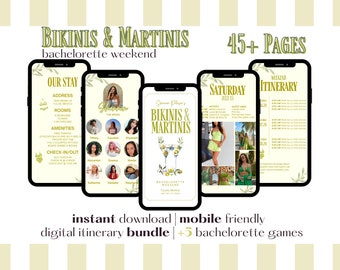 Bikinis & Martinis Bachelorette Weekend Itinerary | Editable Canva Template (Digital Download)