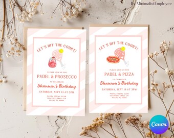Padel & Prosecco Birthday Invitation: Editable Canva Template (Digital Download)