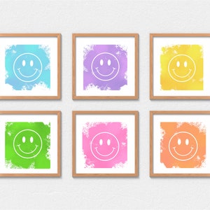 Smiling in the Colors Digitaldruck Set mit 6 Neon Smiley Gesichtsausdrucken