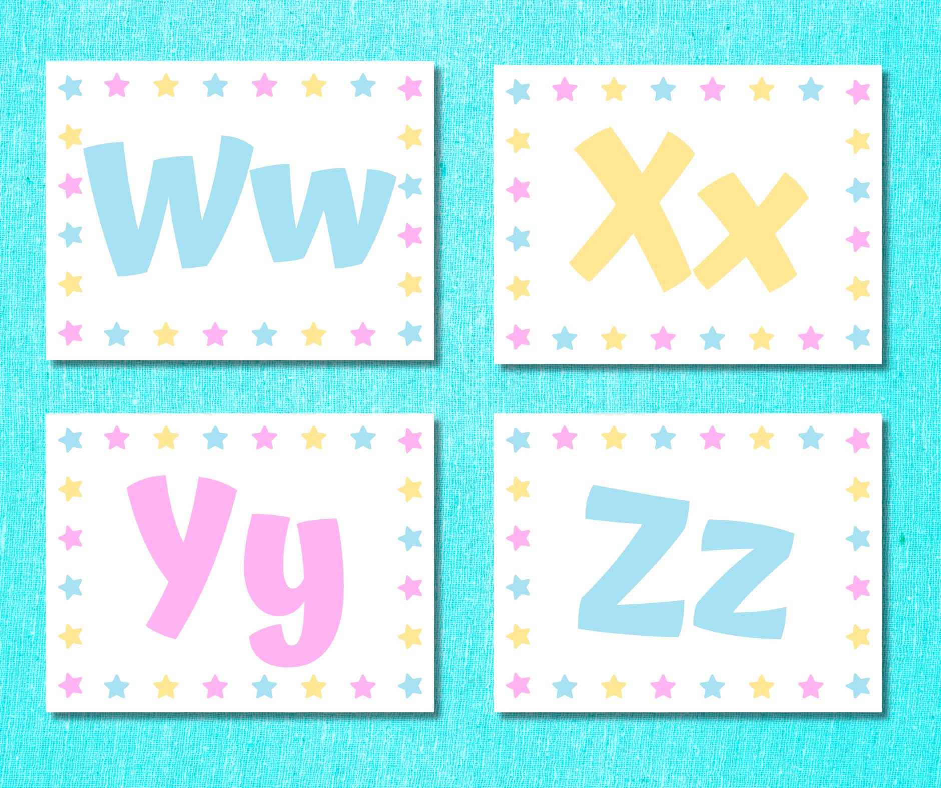 Alphabet and Numbers Classroom Posters With Stars Border and Pastel ...