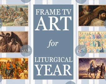 Frame TV Art Bundle Catholic Liturgical Calendar Wall Art for Domestic Church Painting Bible Scene for Samsung TV Frame Display Year Round