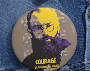 Saint Maximilian Kolbe Courage Pin Button for Canvas Bag Pin Religious for Backpack Accessory for Teen Gift for Confirmation Saint Button