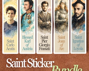 Watercolor Sticker Bundle Catholic Saint Sticker for Water Bottle Vinyl Decal for Teen Gift for Faith Sticker for Catholic Youth Group Gift