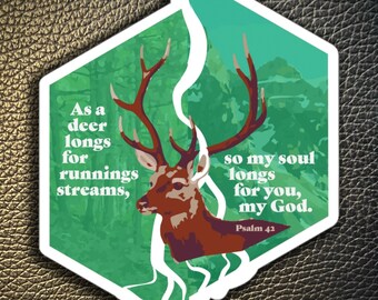 Catholic Sticker Psalm 42 As a Deer Longs for Running Streams Nature Sticker for Water Bottle Summer Camp Gear for Prayer Outdoor Spiritual