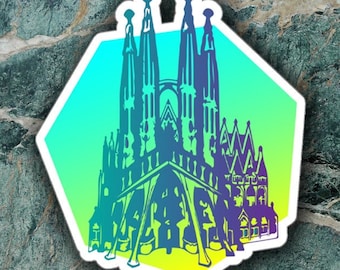 Sagrada Familia Sticker for Water Bottle Vinyl Decal Architecture Sticker for Student Gift Barcelona Church Sticker for Window Stained Glass