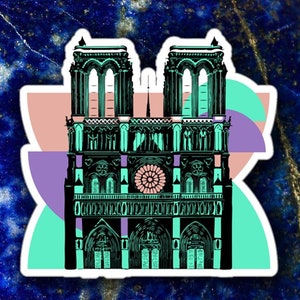 Notre Dame Sticker for Water Bottle Vinyl Decal Architecture Sticker for Student Gift Paris France Church Sticker for Window Stained Glass