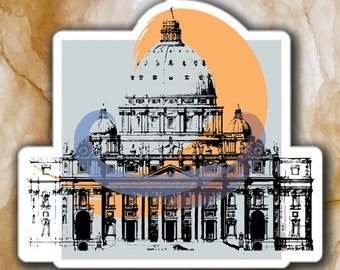 Saint Peter's Basilica Sticker for Water Bottle Vinyl Decal Architecture Sticker for Student Gift Rome Vatican Church Sticker for Window