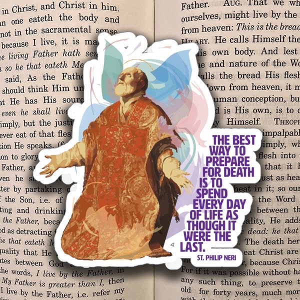 Catholic Sticker Saint Philip Neri Vinyl Decal for Water Bottle Saint Philip Pop Art Sticker Rome Decal Religious Gift for Catholic Man